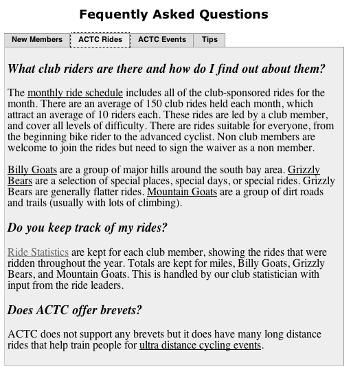 FAQ Rides Section